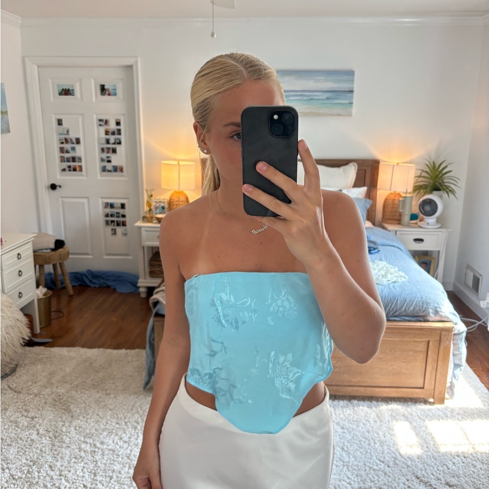 Skylar + Madison Aqua Strapless Top